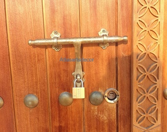 Handmade Moroccan Brass Door Latch, Sliding Bolt
