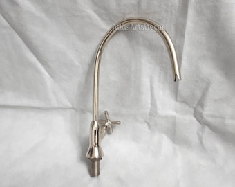 Handmade Brass Silver Finish Gooseneck Kitchen Faucet
