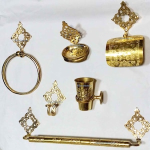 Conjunto de pacote de banheiro de 6 peças, latão não lacado, saboneteira / gancho / suporte de papel / cabide de toalha / barra de barra de toalha - copo de suporte de escova de dentes