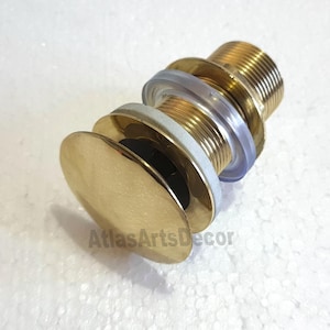 Solid Unlacquered brass sink drain, Pop Up Drain Bathroom Sink Drain Stopper Vessel Sink Drain, Basin Sink Stopper