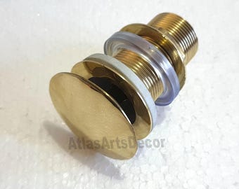 Solid Unlacquered Brass Sink Drain, Pop Up Stopper