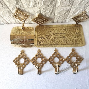 Set di 3 prodotti Mensola Bagno in Ottone e Carta Igienica con Gancio in Ottone - Scaffale a Parete, Mensola Galleggiante per Cucina, Porta WC in Ottone