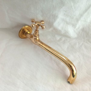 Wall Mounted brass Faucet - Brass faucet - Bar Faucet, Unlacquered Bathroom Vanity faucet , Kitchen faucet , Bathroom faucet, vintage faucet