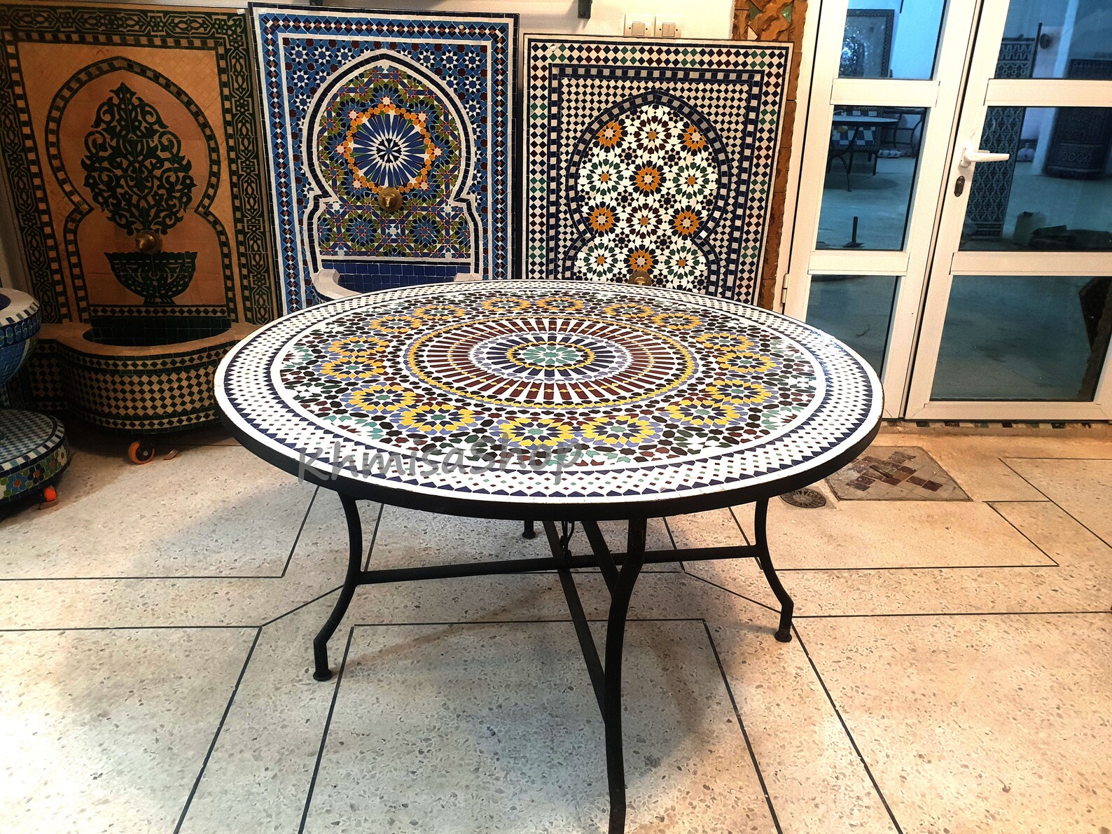 Moroccan Multi Color Mosaic Dining Table Round Handmade Etsy
