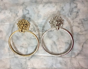 Handgefertigte Messing Löwenkopf Handtuch Ring Halter - Badezimmer Dekor
