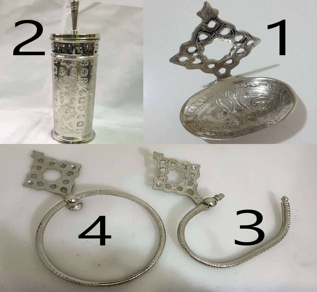 Silver Bathroom Accessories Set Bathroom Decoration Soap Etsy