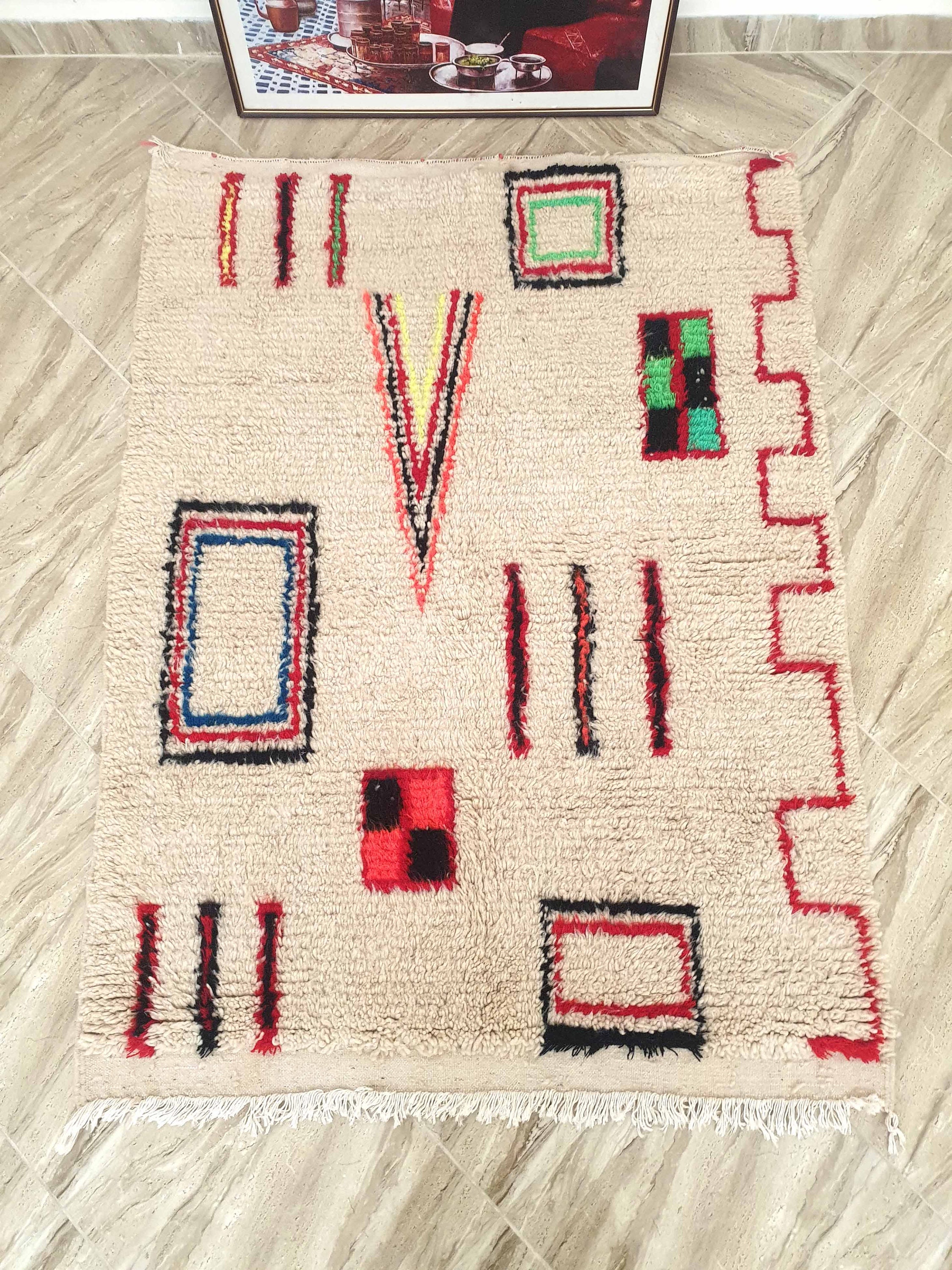 Beni ourain Wool Rug Authentic Rug Colorful beni Rug Etsy