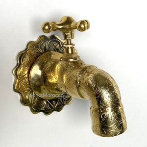 Moroccan Brass Wall Mount Bathroom Faucet - Moroccan Handmade wall mounted brass faucet - Brass faucet tap - vintage faucet - faucet brass