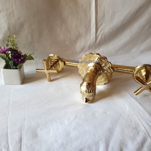 Brass Fish-Shaped Faucet, 100% Handmade,Faucet With Cross Handles and Valve - Unlacquered Brass fish face Faucet - 2 handles - Vanity faucet