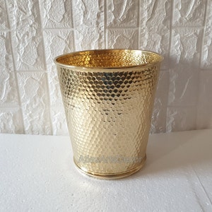 Hammered Brass Bathroom Storage Basket - Waste Paper Trash Can - Toilet Decorative - Bathroom accessories - Kitchen decor - Bathroom decor