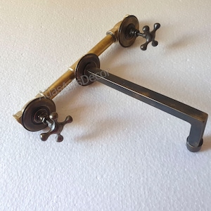 Brass Patina Wall Mounted Faucet with cross handles and rough in valve - Bronze bar faucet , Bathroom Vanity faucet , Bathroom faucet