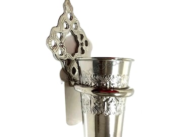 Handmade Brass Toothbrush Holder, Silver Finish Bathroom Organizer