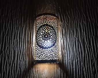 Handgemaakte messing Marokkaanse wandlamp – Sconce Light, decor Fez