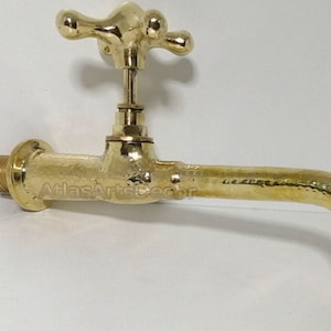 Wall Mounted brass Hammered Faucet - Brass faucet - Unlacquered Bathroom Vanity faucet , Kitchen faucet , Bathroom faucet, vintage faucet