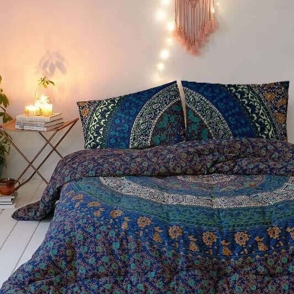6 Color Mandala Duvet Cover Set Cotton Bedding Set with Pillow Covers Mandala Blanket Boho Donna Duvet Cover Throw