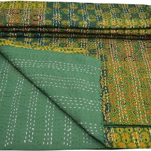 indian cotton kantha quilt Bedding throw sofa coverlet bedspread single/double/king size Handmade vintage blanket patchwork ajrakh print image 3