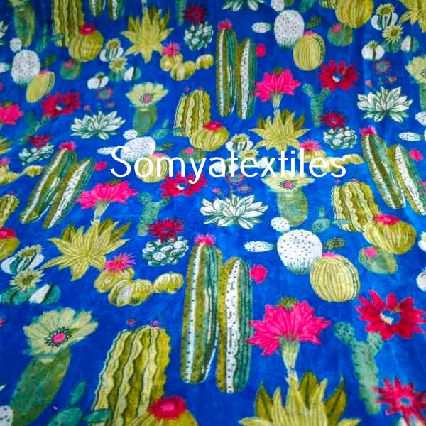 Blue Velvet Quilting, Cotton Velvet Floral Printed Fabric By Yard, Velvet Curtain Upholstery Plush Soft Fabric, Chair, Sofa, Cushion,