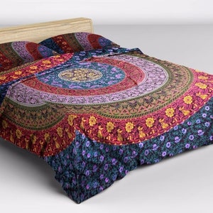 6 Color Indian Handmade Mandala Duvet Cover Set Cotton Bedding Set with Pillow Covers Mandala Blanket Boho Donna Duvet Cover Throw Twin Size