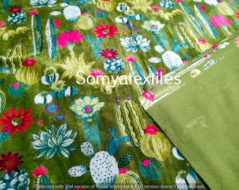 Upholstery Dressmaking Sewing Fabric, Cotton Velvet Sewing Soft Fabric Luxury Indian Soft Cotton Velvet Floral Print Fabric
