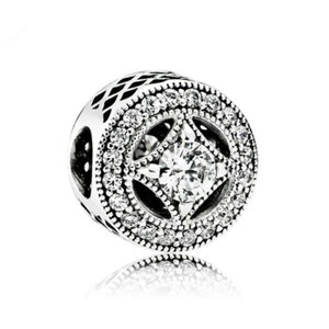 Glamorous Circle Rhinestone European Charm Bead Sterling Silver FREE Shipping from US