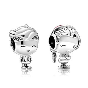 Boy and Girl Two Charm set European Charm Bead 925 Sterling Silver FREE Shipping from US