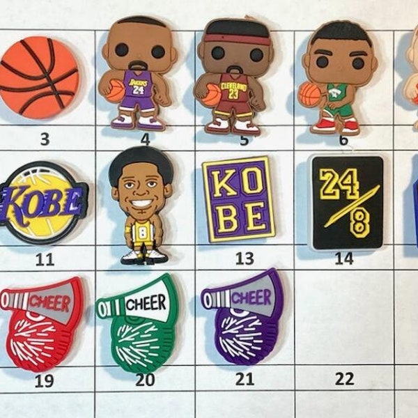 Shoe Charms 1-21 Sports Basketball Cheer Listing I