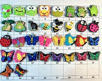 Zapato Encantos Ranas Insectos Mariposas - Elija 1-34 - LISTING QQ