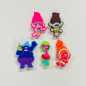 Single sale 1pcs Trolls Cartoon Series PVC Shoe Charms Accessories Shoe  Decorations for Croc Jibz Unisex Party Gifts