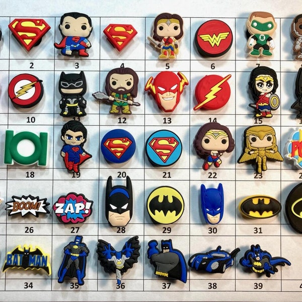 Shoe Charms 1-40 DC Superheros - LISTING A