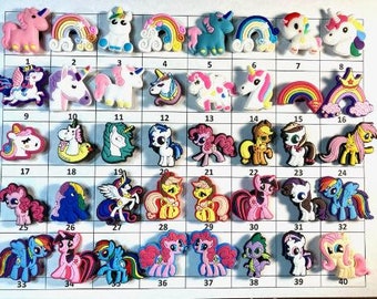 Shoe Charms Ponies Unicorns Rainbows  - Choose 1-40 - LISTING BB