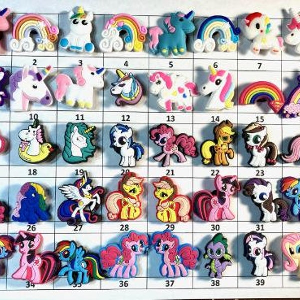 Shoe Charms Ponies Unicorns Rainbows  - Choose 1-40 - LISTING BB