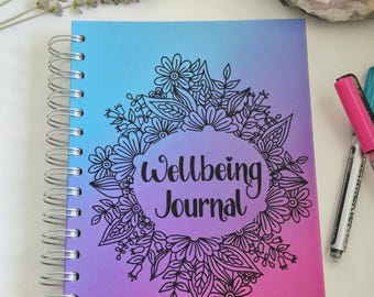 Guided Wellness Journal: 300-Page A5 Spiral-Bound Mental Health Planner, Gratitude Diary, Affirmation & Quote Colouring Pages -Premium Paper