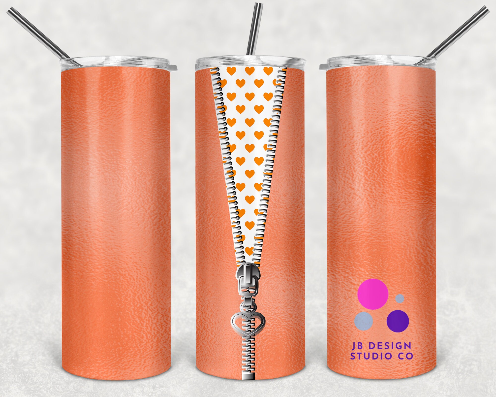 Orange Hearts Zipper Tumbler Sublimation Digital Design 20oz Etsy