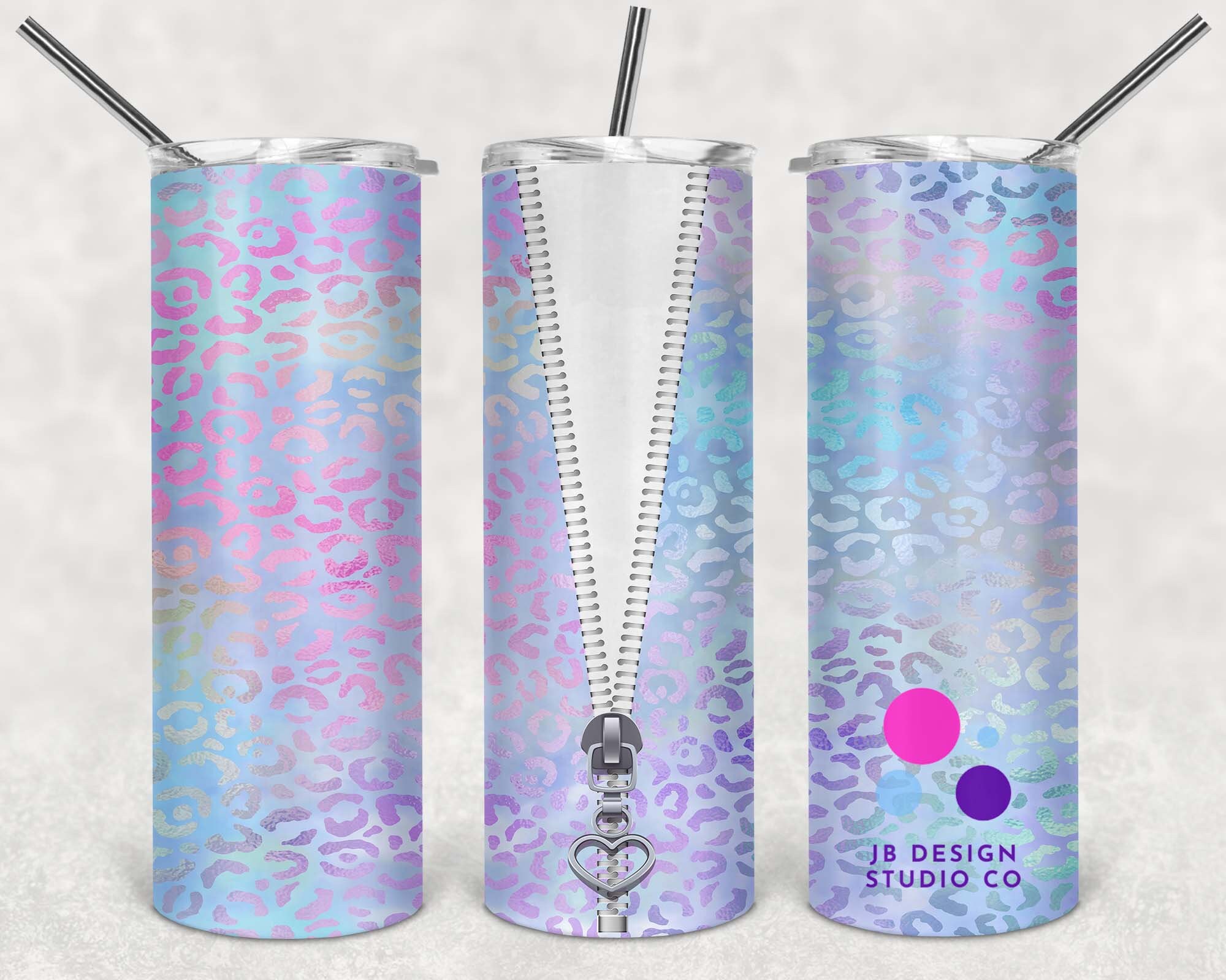 Iridescent Leopard Zipper Tumbler Sublimation Digital Design Etsy