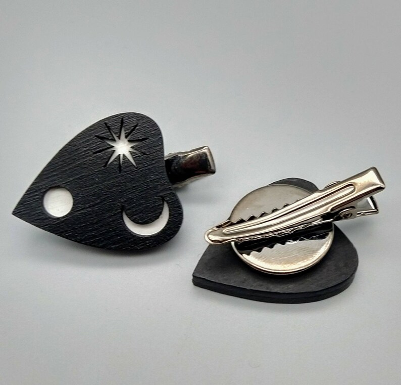 Moon and Star Planchette Hair Accessories Crescent Moon and Star Planchette Hair Clips