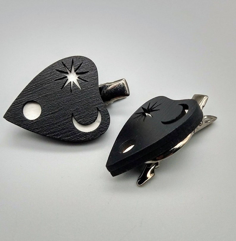 Moon and Star Planchette Hair Accessories Crescent Moon and Star Planchette Hair Clips