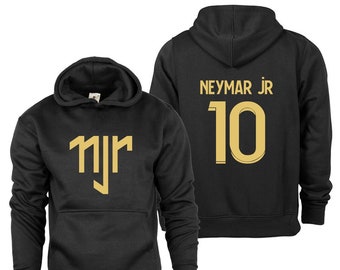 Gold Neymar Jr Hoodie, Kids Boys Girls Football Soccer Hoodie, Gold Print On Front and Back of Hoody, Christmas, Birthday Gift