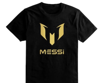 Gold #10 Messi T-Shirt Top Tee Kids Boys Girls Football Soccer Gold Print T Shirt Christmas Birthday Gift