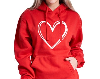 Cute Valentines Day Hoodie For Her, Heart Hoodie, Gift for Valentines Day, Gift For Girlfriend