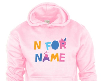 Kids Personalised A for Adley Hoodie, Custom Name Hoodie Hooded Tops, Cute Gift Ideas