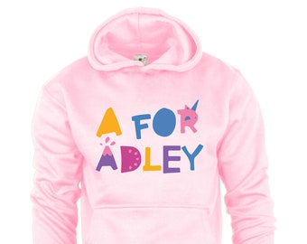 A for Adley Popular Youtuber Kids Hoodie T-shirt Hooded Sweatshirt Fun Tops Tee