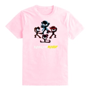 Kids Team Boys Girls Ninja Kidz Tv Gaming T-Shirt Childrens Funny Gift Tee Top Baby Pink
