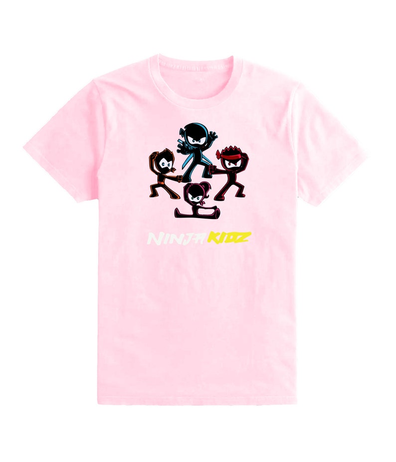 Kids Team Boys Girls Ninja Kidz Tv Gaming T-Shirt Childrens Funny Gift Tee Top Baby Pink