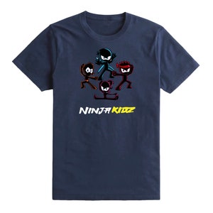 Kids Team Boys Girls Ninja Kidz Tv Gaming T-Shirt Childrens Funny Gift Tee Top Navy