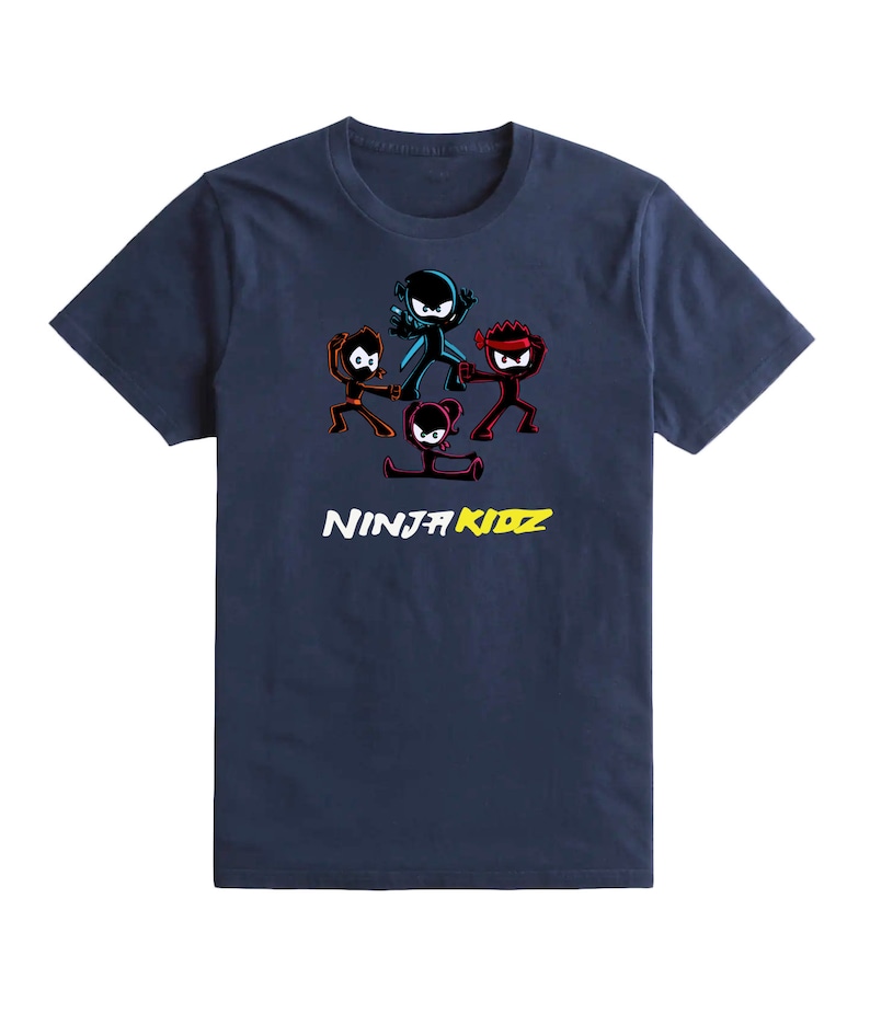 Kids Team Boys Girls Ninja Kidz Tv Gaming T-Shirt Childrens Funny Gift Tee Top Navy