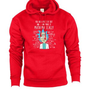 You Are A Piece of Sh*t and I Can Prove It Mathematically Funny Rick and Morty Inspired Hoodie, Graphic Hoodie, Birthday Gifts Red