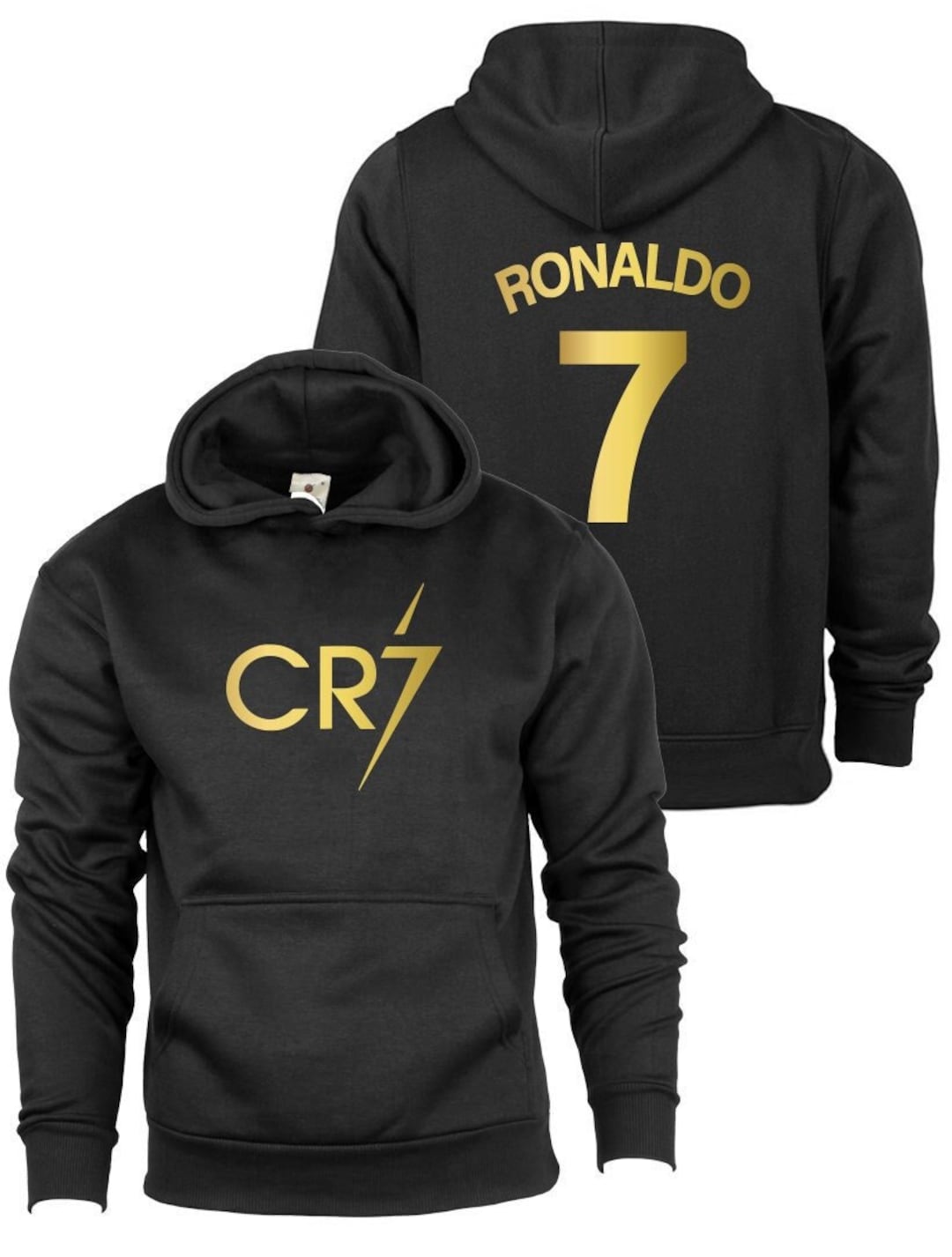 CR7 Hoodie Boys Ronaldo Football Gift Kids Gold Front and Back Print  Cristiano Hoody 5-13 Yrs 