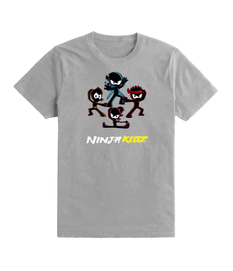 Kids Team Boys Girls Ninja Kidz Tv Gaming T-Shirt Childrens Funny Gift Tee Top Heather Grey