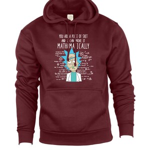You Are A Piece of Sh*t and I Can Prove It Mathematically Funny Rick and Morty Inspired Hoodie, Graphic Hoodie, Birthday Gifts Maroon
