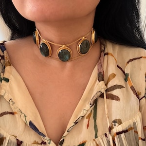 Statement Labradorit Choker / Unikat Schmuck/ Indianer Choker
